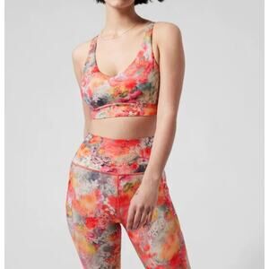 NWT Athleta Solace Bra A-C Renewed Blossom‎ Pink Strappy Wireless Small